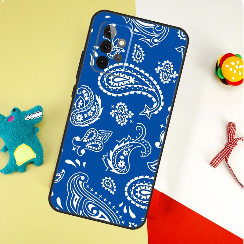 Черная Бандана Пейсли Для Samsung Galaxy A05 A06 A16 A54 A34 A14 A55 A35 A15 A53 A33 A13 A22 A32 A52 Чехол Для Телефона