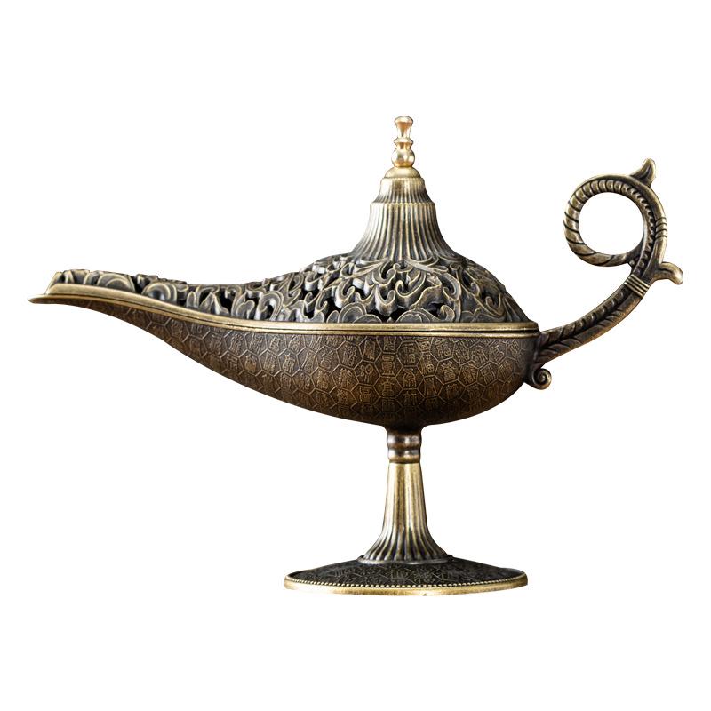 Aladdin's Lamp Incense Burner - Retro Cloud Pattern, Agarwood, Sandalwood, Indoor Ornament.