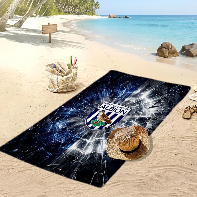 Пляжное полотенце West Bromwich Albion Football Print, Большое Мягкое Быстросохнущее Полотенце для Пляжа Кемпинга Плавания