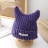 Autumn and winter warm plush knitted hat cute cat ears cover versatile cold hat showing face small wool hat woman