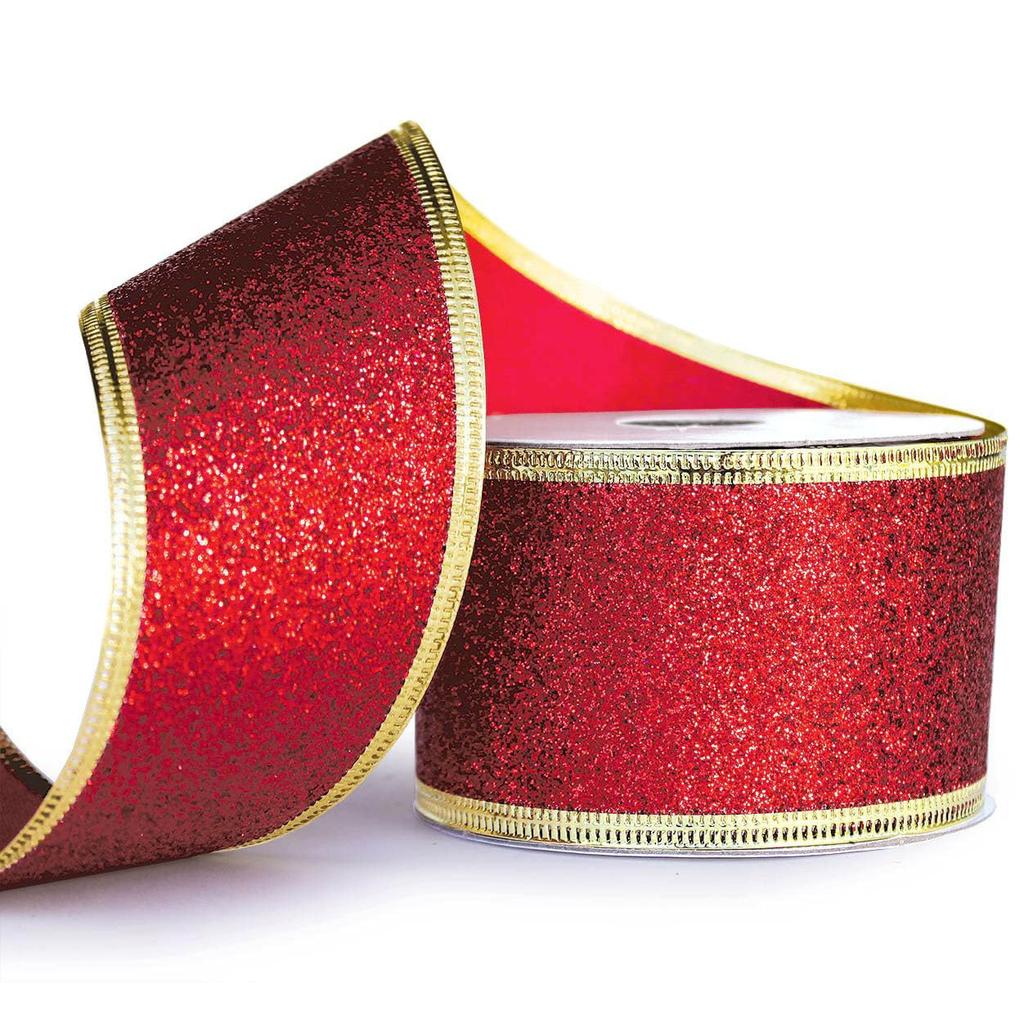 5 ярдов рождественских лент с блестками, проволочные рождественские ленты с проволочной окантовкой для упаковки подарков, бантов, лент для рождественской елки, гирлянд, подарков