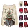 Women's Round Neck Lightweight Sweater Casual Long Sleeve Christmas Print Knit Pullover.