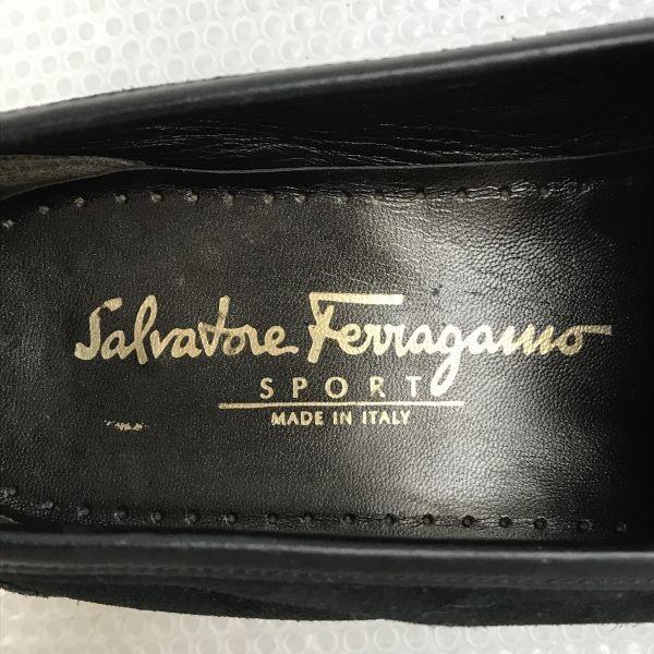 Salvatore Ferragamo СПОРТ Италия Замшевые Кожаные Лоферы Слипоны 8.5D 26.0 Черные Туфли на Грубой Подошве(ИСПОЛЬЗОВАЛ)
