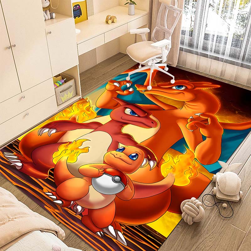 1PC Pokémon Charizard Dracaufeu Pikachu Printing Carpet for Living Room Bedroom Kid's Room Home Decor Area Rug Non-slip Mat