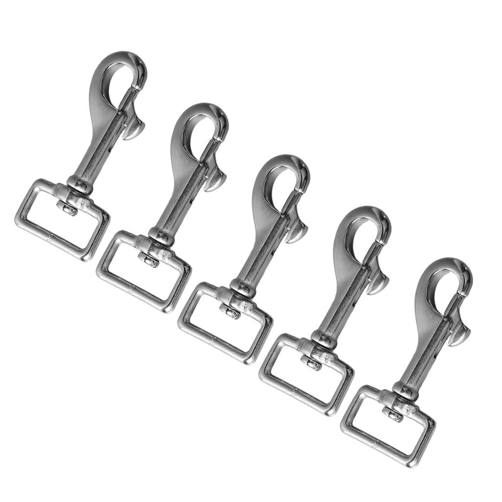 5PCS 27mm Square Tail Snap Hooks 360 Degree Rotating Hook 316 Stainless Steel Spring Shackles for Belt Dog Leash