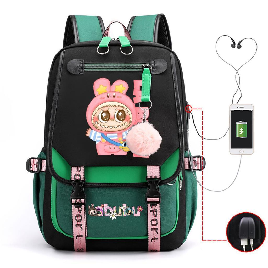Милый рюкзак с мультяшным принтом LABUBU для учеников средней школы, вместительная школьная сумка в стиле инс