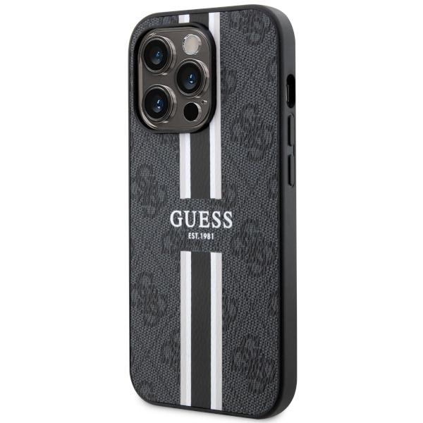 Etui do iPhone 14 Pro Max Guess 4G Printed Stripes MagSafe Czarny