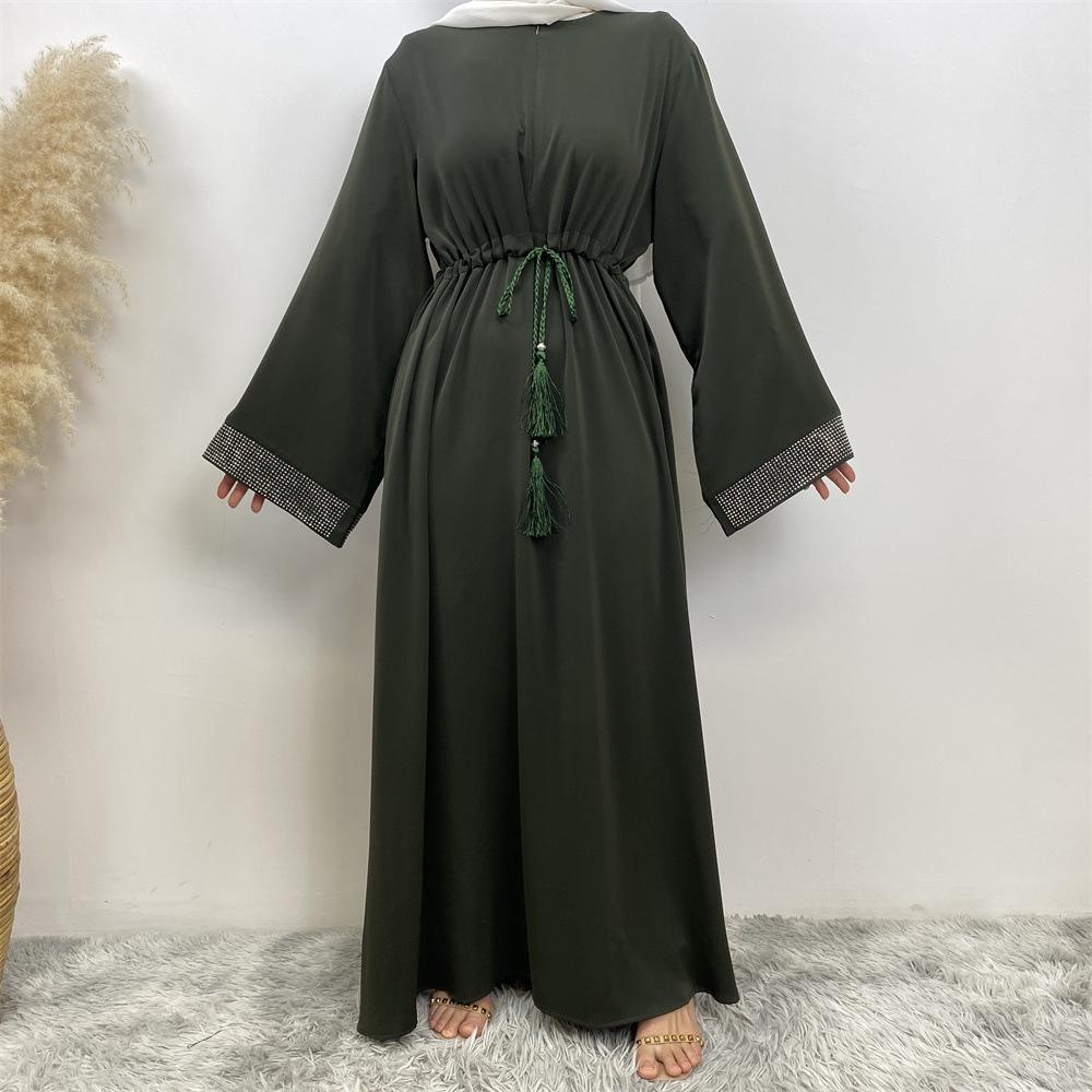S-XXL Ближневосточная мусульманская модная женская одежда, горячее лоскутное платье со шнуровкой и карманами, длинный халат