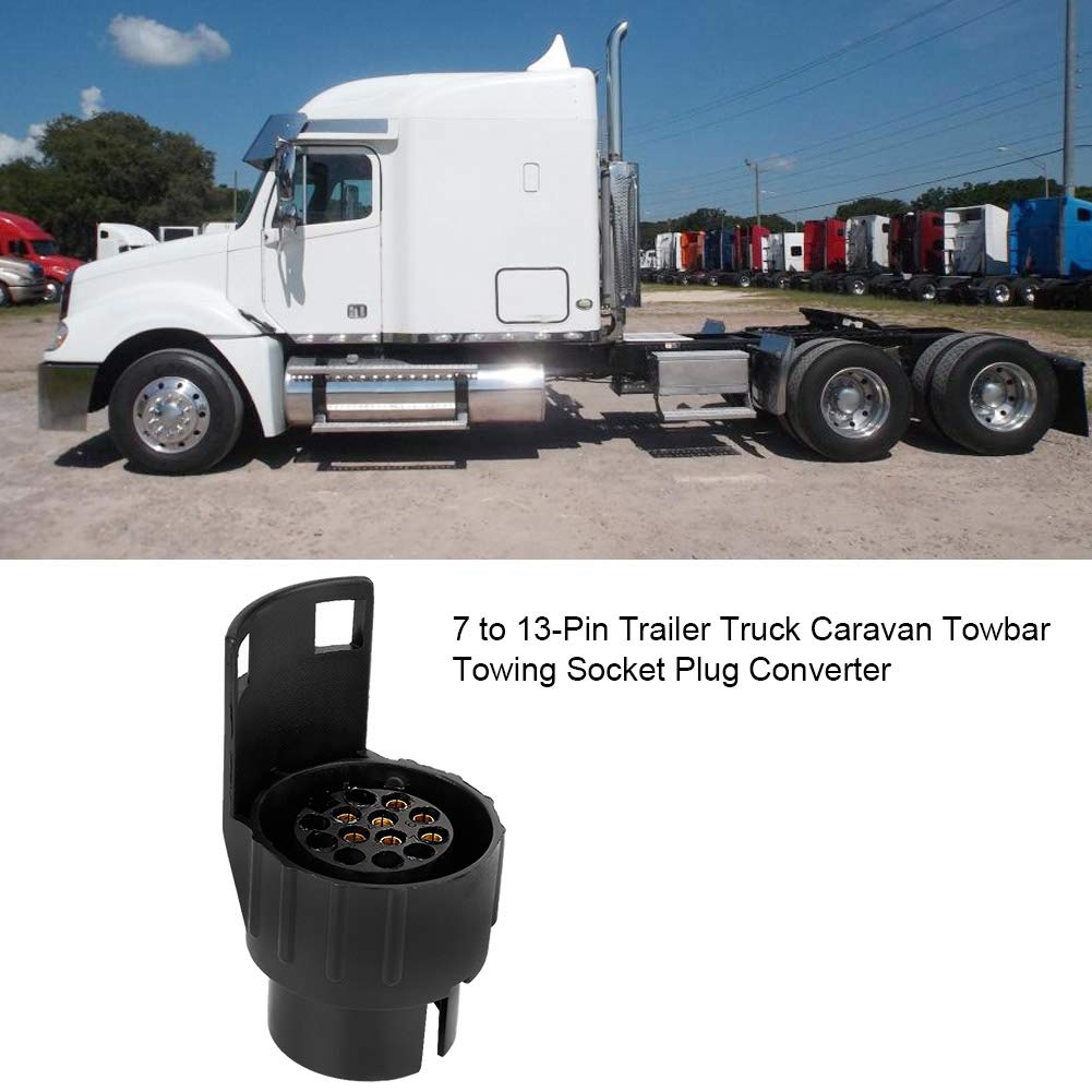Duokon ABS 7 to 13 Pin Trailer Truck Caravan Tow Socket Plug Converter Adapter (Black)