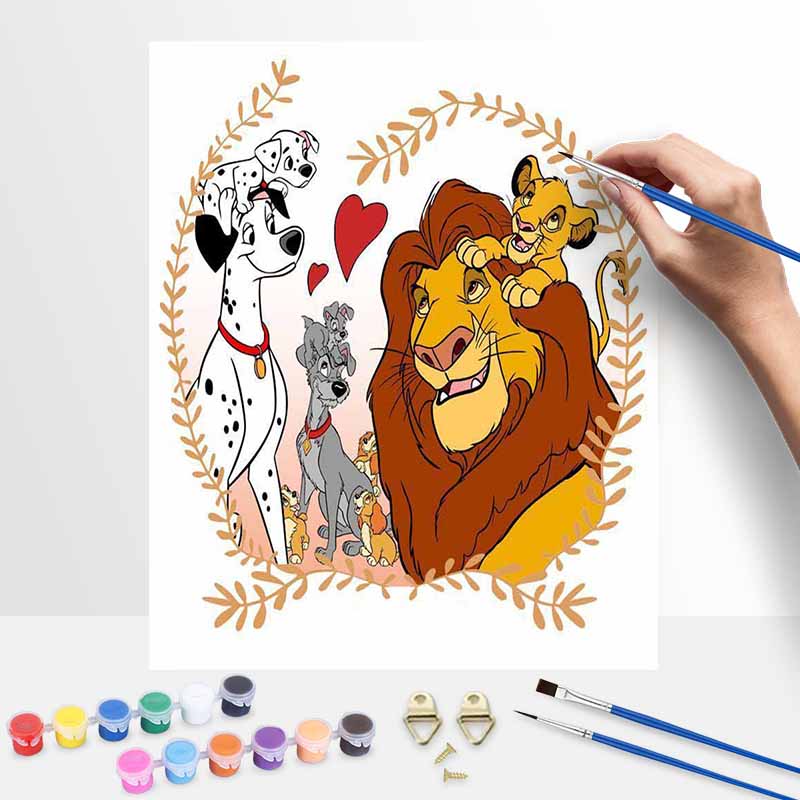 Disney DIY Oil Painting Kits Lion King Dalmatian Hand Painting Home Decor Craft Gift Ideas Canvas Wall Art Paint By Numbers Set Decor