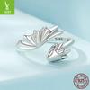 Neutral Wind Dragon Plain Silver Open Ring, Personalized Fashion Three-Dimensional Wings 925 Sterling Silver Ring
