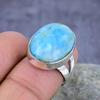 Caribbean Larimar Gemstone Handmade 925 Sterling Silver Ring Jewelry All Size
