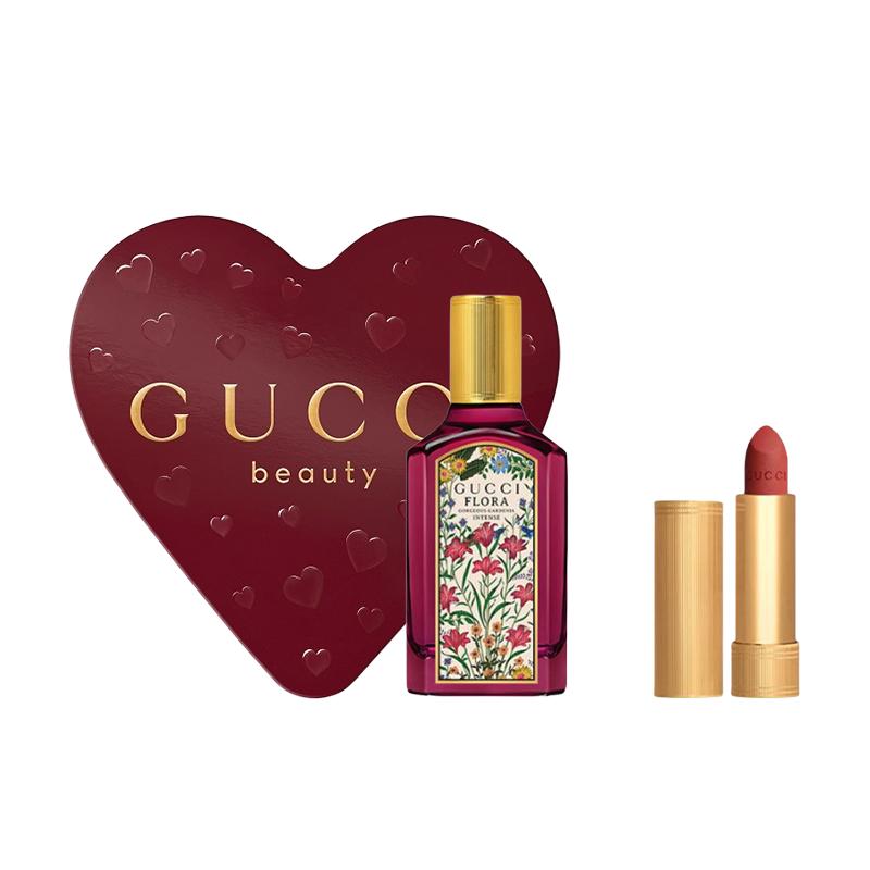 Gucci Сад Цимонфу Гардения Маленькая Золотая Тюбик Помада Помада Макияж и Парфюм Набор 2026 520 Ограниченная Подарочная Коробка EDP Цветочный Аромат 50мл+3.5г