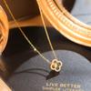 New S925 Sterling Silver Four-leaf Clover Lucky Bead Necklace for Women, Niche Light Luxury Influencer Collarbone Chain
