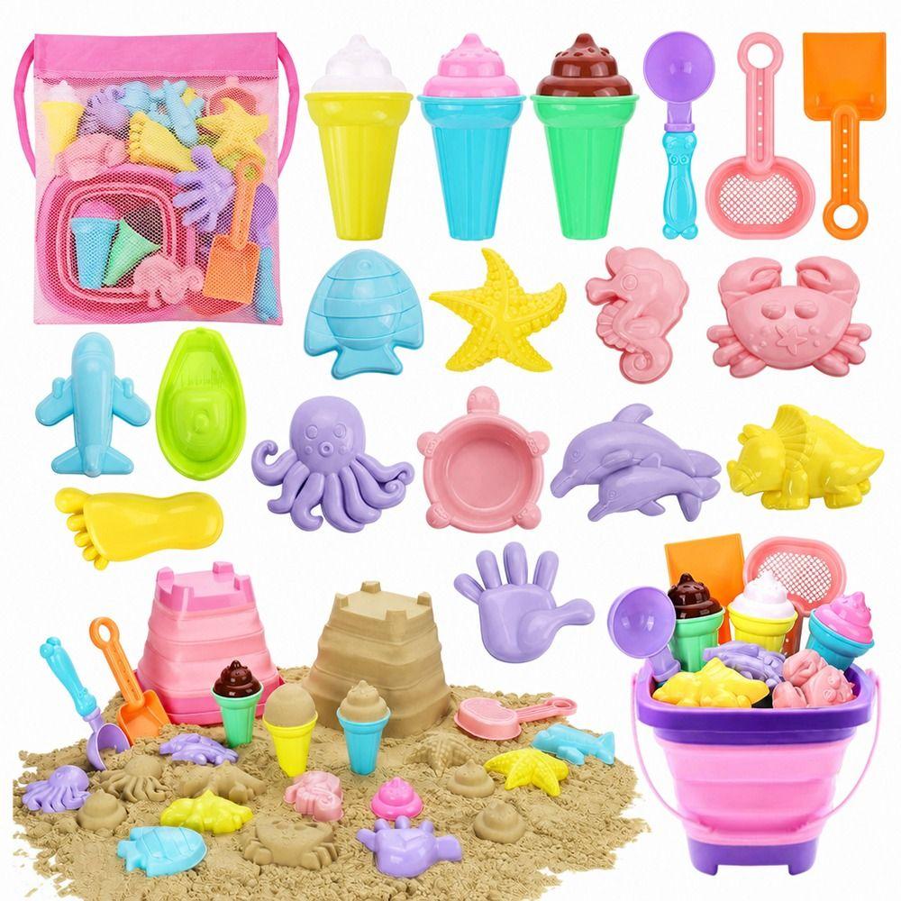 18/20/22/26PCS Mixed Shape Beach Toy Set Sand Model Sand Mold Toys Travel Sand Toys Travel Use