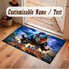 Dinosaur Theme Soft Crystal Velvet Rug Custom Name & Text Print Non Slip Floor Rug for Bedroom Living Room