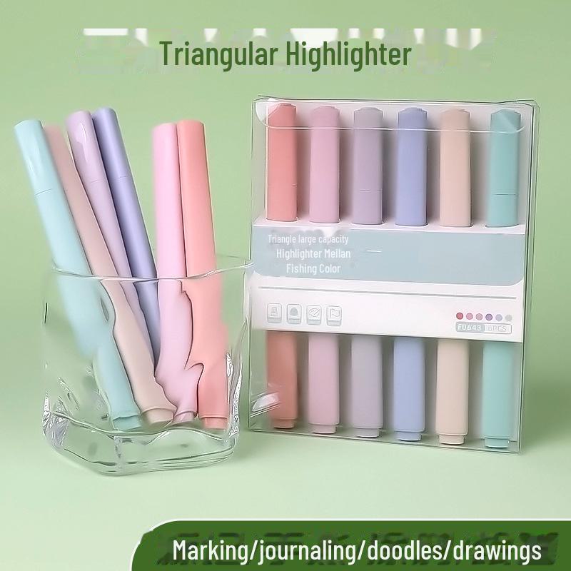 Набор из 6 флуоресцентных ручек Morandi с мягкими косыми кончиками для удобного для глаз творчества и использования в классе