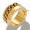18K Gold-Plated Diamond Women's Stainless Steel Ring In Luxury European and American Style
