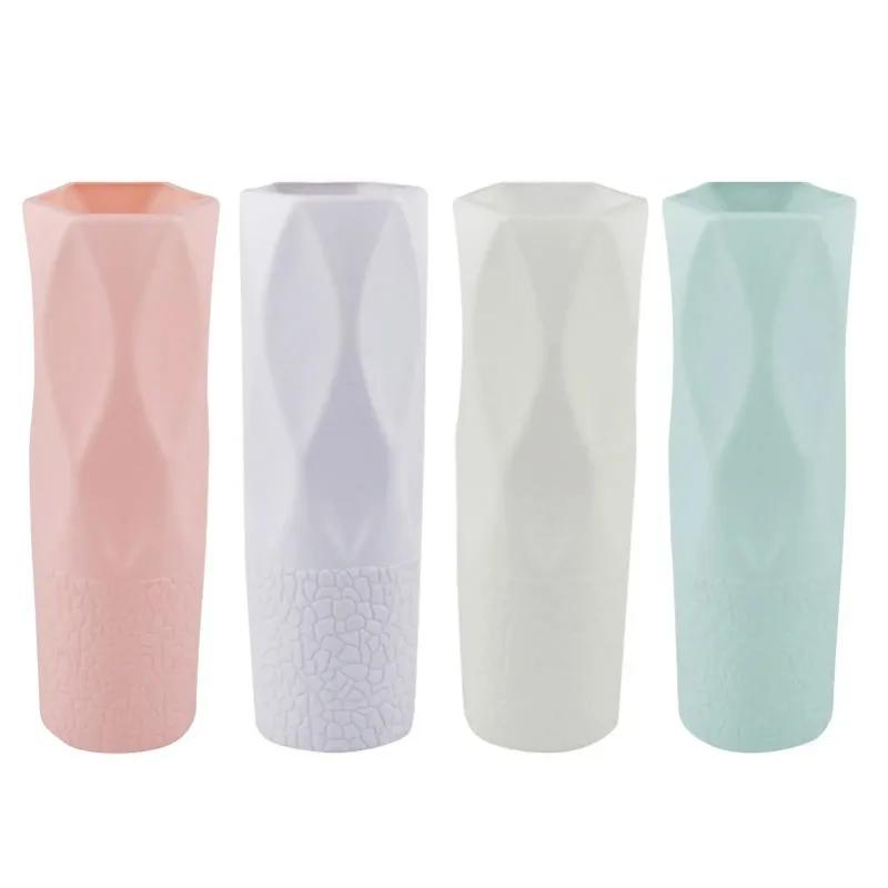 Nordic Plastic Vase Imitation Glaze Anti-Ceramic Face Vase Modern Minimalist Abstract Flower Arrangement Home Decoration Florero