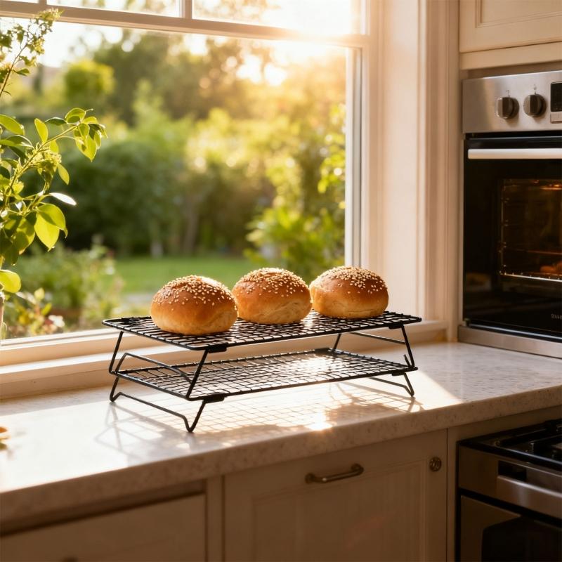 4 Piece Tiered Oven Cooling Rack Set Heat Resistant Carbon Steel Grids for Cakes Cookie Baking Essential
