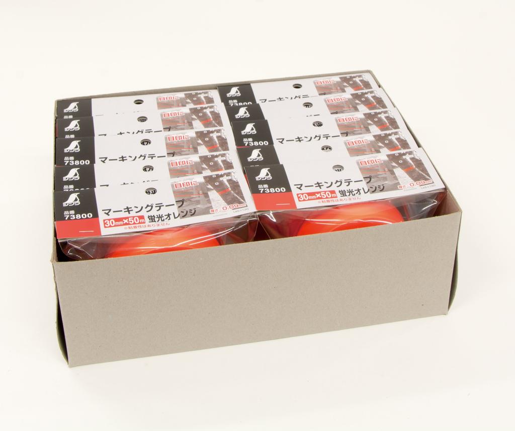 Shinwa Sokutei Разметочная лента 30 мм x 50 м Флуоресцентный оранжевый Упаковка из 10 штук 50160