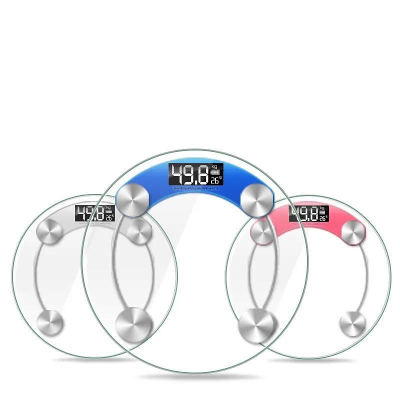 Прозрачные круглые весы, цифровые весы, электронные весы, умные ЖК-весы для ванной комнаты, напольные весы Balança 180 кг, напольные весы