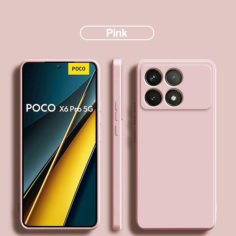 Для Poco X6 Pro 5G чехол квадратный жидкий силиконовый защитный чехол для объектива камеры для телефона Xiaomi Poco X6 X 6 Pro Pocox6 Pro 5G мягкий чехол