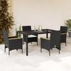 VidaXL Garden Dining Set and Cushions 5 Pcs Black Rattan Glass, Outdoor Dining Set, Furniture of 3278647