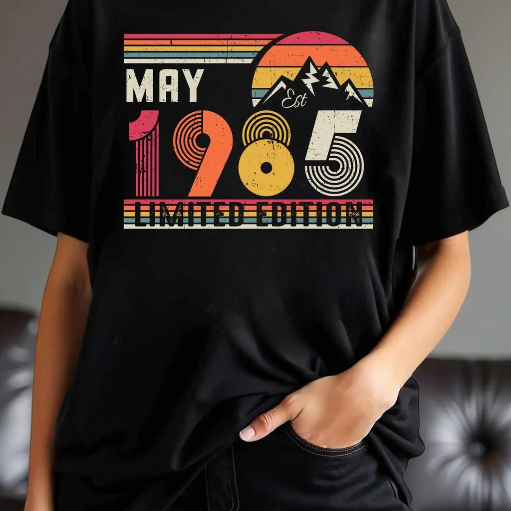 Vintage May 1985 Limited Edition T Shirt Retro Sunset 40th Birthday Casual Top For Vintage Stylish Designer Clothes