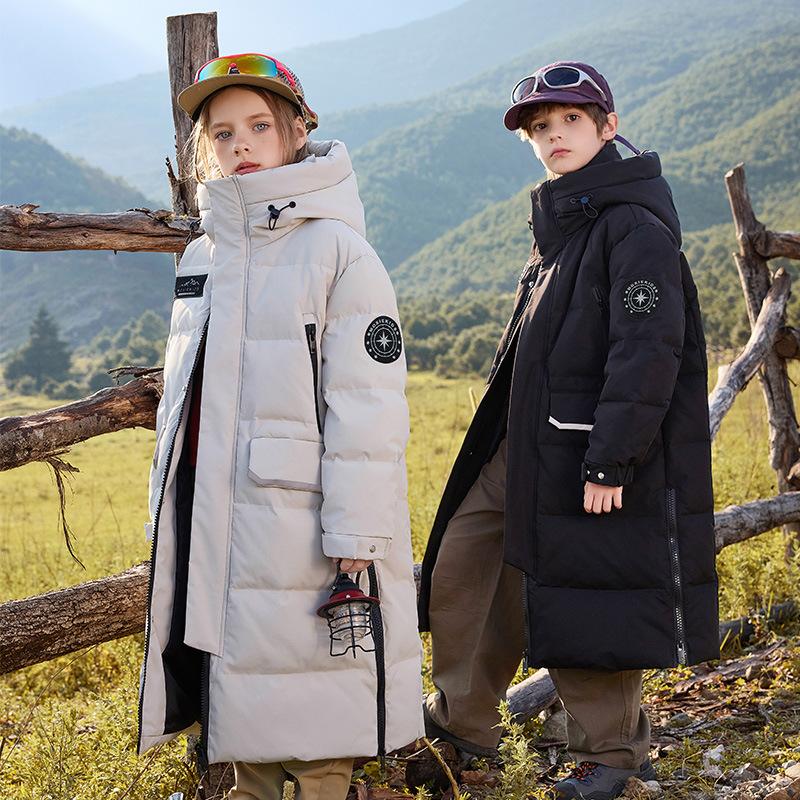 Long Coats for Children, Winter Down Jackets for Boys and Thick Warm Cotton-padded Jackets for Girls
