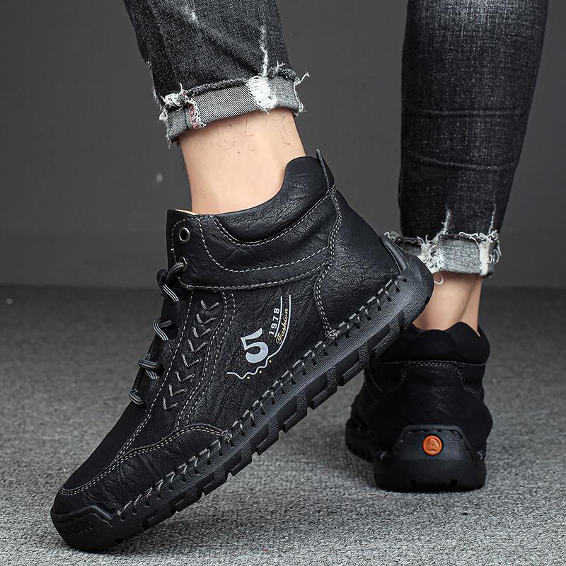 Handmade Genuine Leather Boots Comfortable Ankle Boots for Men Casual Shoes Outdoor Tooling Shoes