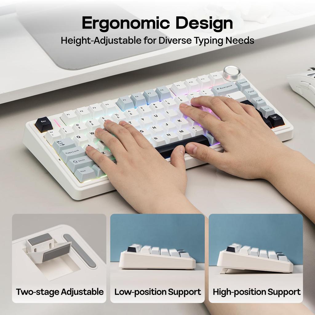 Игровая механическая клавиатура EPOMAKER Aula F75, 75%, беспроводная, с возможностью горячей замены, Gasket, LEOBOG