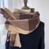 Autumn And Winter Scarf Women'S Versatile Long Style Imitation Cashmere Retro Large Grid Tassel Scarf Shawl