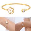 Practical Stainless Steel Shell Carved Bangle With Crystals And Ergonomic Closure for Daily Wear Dates Parties