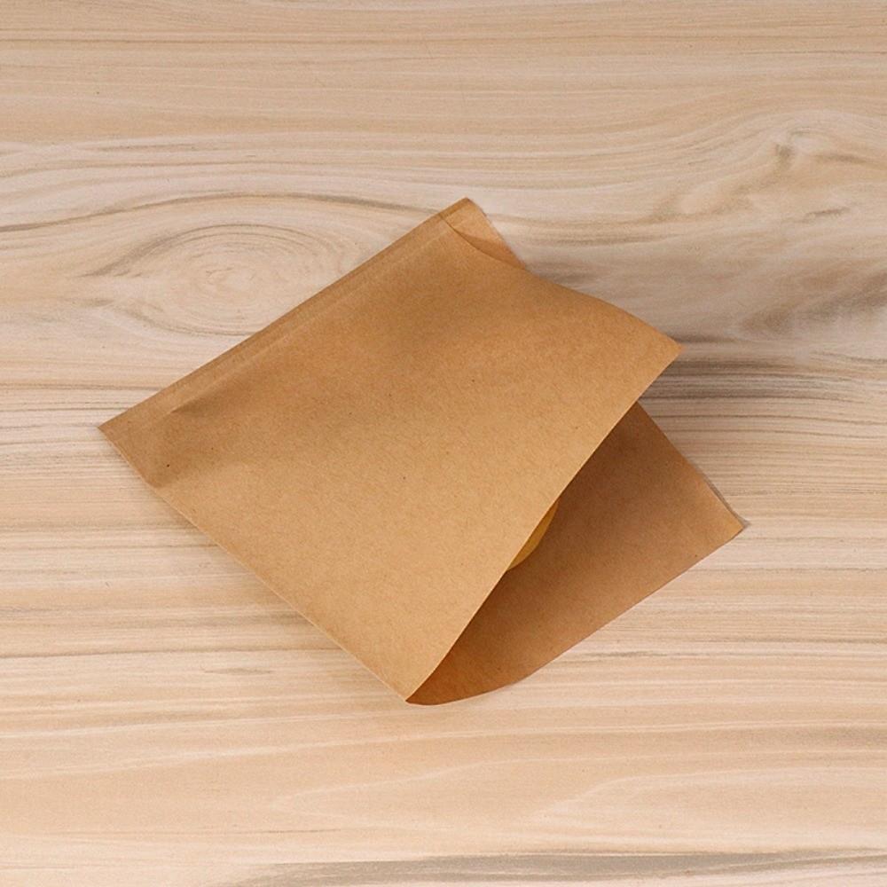 100Pcs Coated Greaseproof Oil Proof Bags Brown Kraft Paper Sandwich Packaging Food Packing