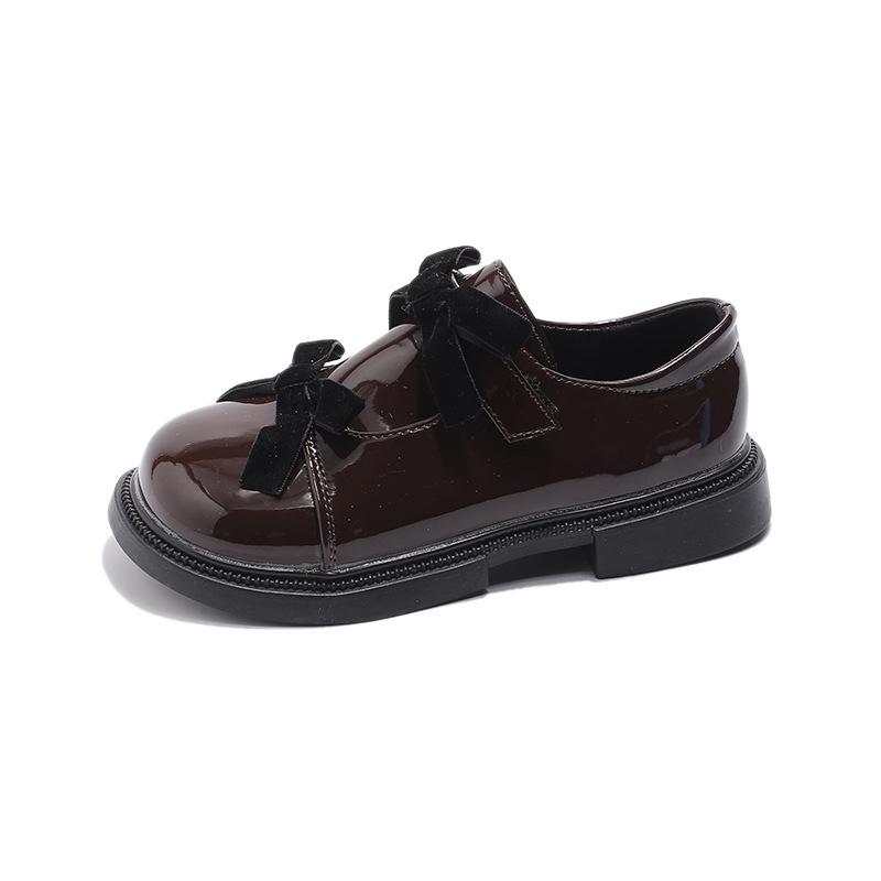 Женские кожаные лоферы в корейском стиле с зеркальным покрытием и двойными бантами - Весна 2026 Туфельки Принцессы