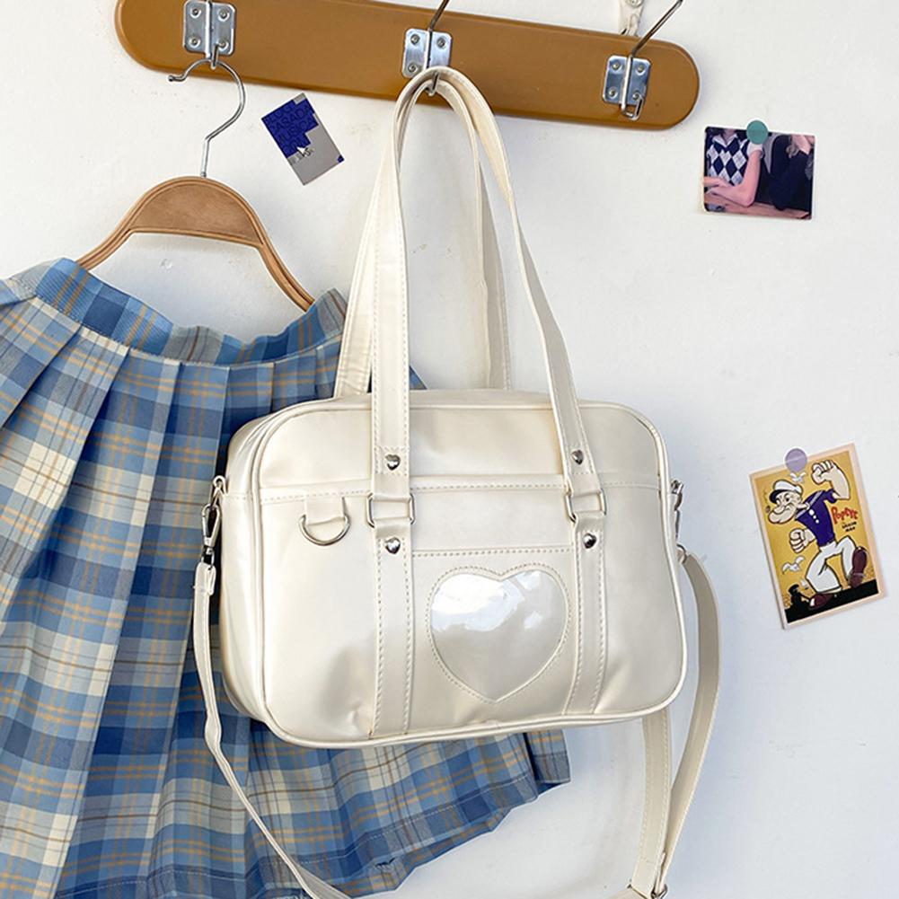 Женские Девичьи Сумки для Косплея Прозрачные Сердечки из ПУ Школьная Сумка Jk Регулируемый Ремень Японская Школьная Сумка Стильная Сумка для Поездок