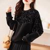 Autumn Winter New Style Sequin Splicing Western Style Sweatshirt for Women 2025 New Top