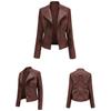 Women's Stylish Faux Leather Jacket Classic PU Moto Biker Fashion Zip Up Casual Short Coat Slim Outerwear with Retro Lacing Detail S-4XL Plus Size