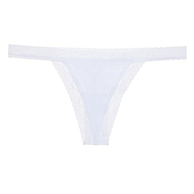 FINETOO 1 шт. сексуальные стринги с низкой посадкой, кружевные трусики-стринги, женское хлопковое нижнее белье с Т-образной спинкой, S-XL, женские трусы-бикини, новое нижнее белье
