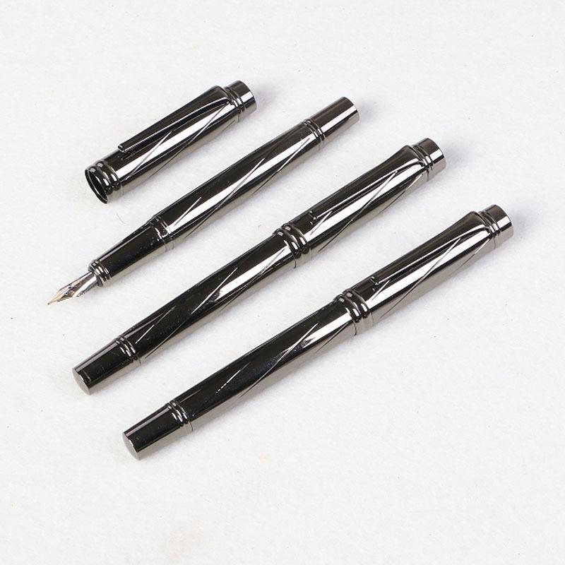 Stationery Pen, Metal Engraved Fountain Pen, Electroplated Gun, Gray, Heavy-Duty Gift Pen