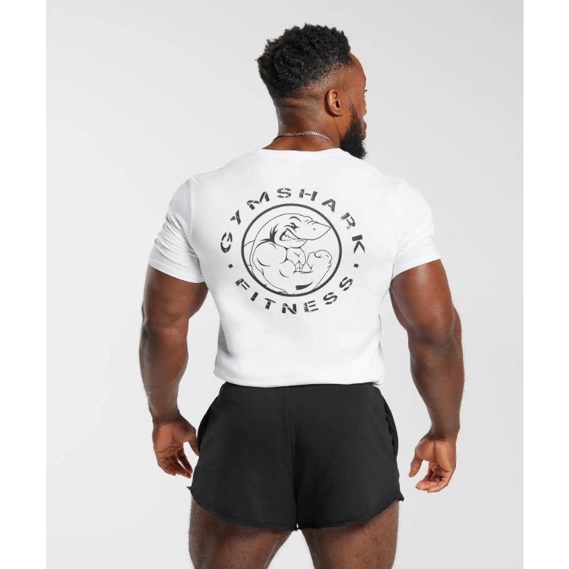 Мужская быстросохнущая фитнес-полиэстеровая футболка Топ Одежда Акула Удобная Дышащая Спортивная Фитнес-одежда Футболки Мужские