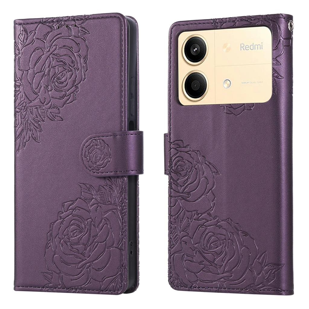 Для Xiaomi Redmi Note 13R Pro 5G чехол-кошелек из искусственной кожи с цветком розы и 3 отделениями для карт