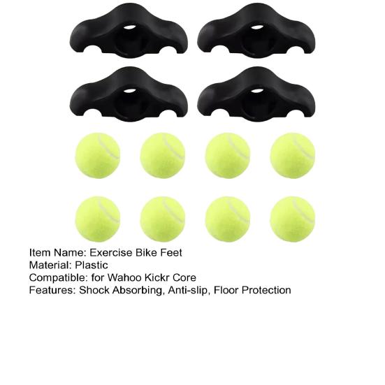 4 шт. накладки на ноги для велоспорта в помещении с 8 теннисными мячами для Wahoo Kickr Core Fitness, амортизирующие напольные протекторы, тренировочные велотренажеры, рокер-мячи