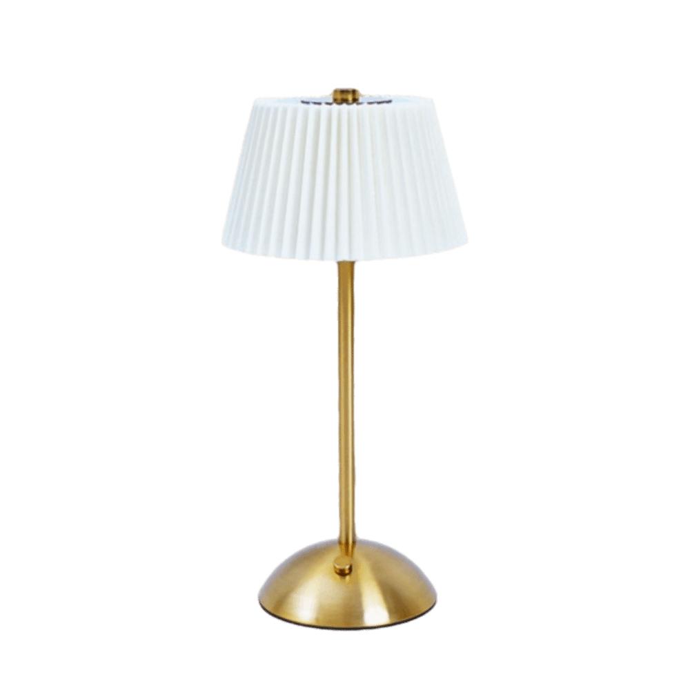 Metal Base Pleated Desk Lamp Fabric Shade Bedside Ambient Light Vintage Touch Bedside Lamp Bar