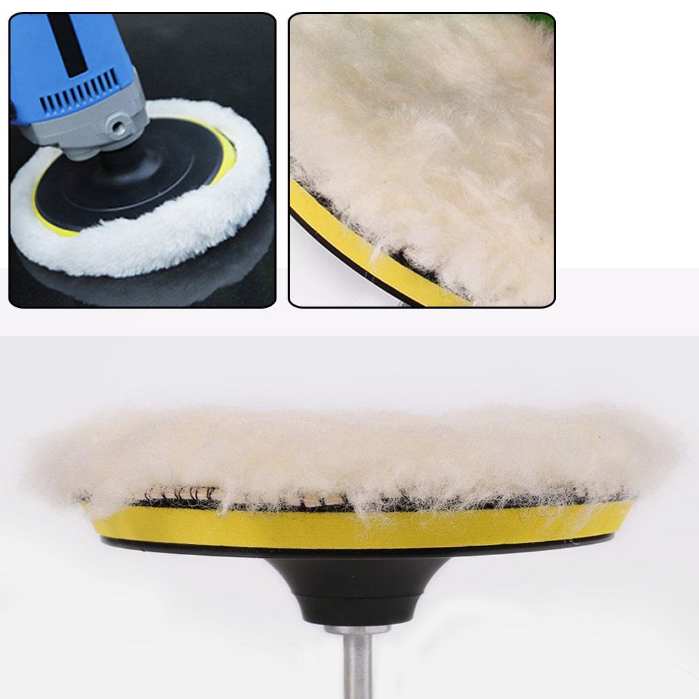 6 Piece 4 Inch Polishing Pad Set with M10 Drill Adapter for Car Polishing Waxing Polishing Pads Orange White Wool Foam