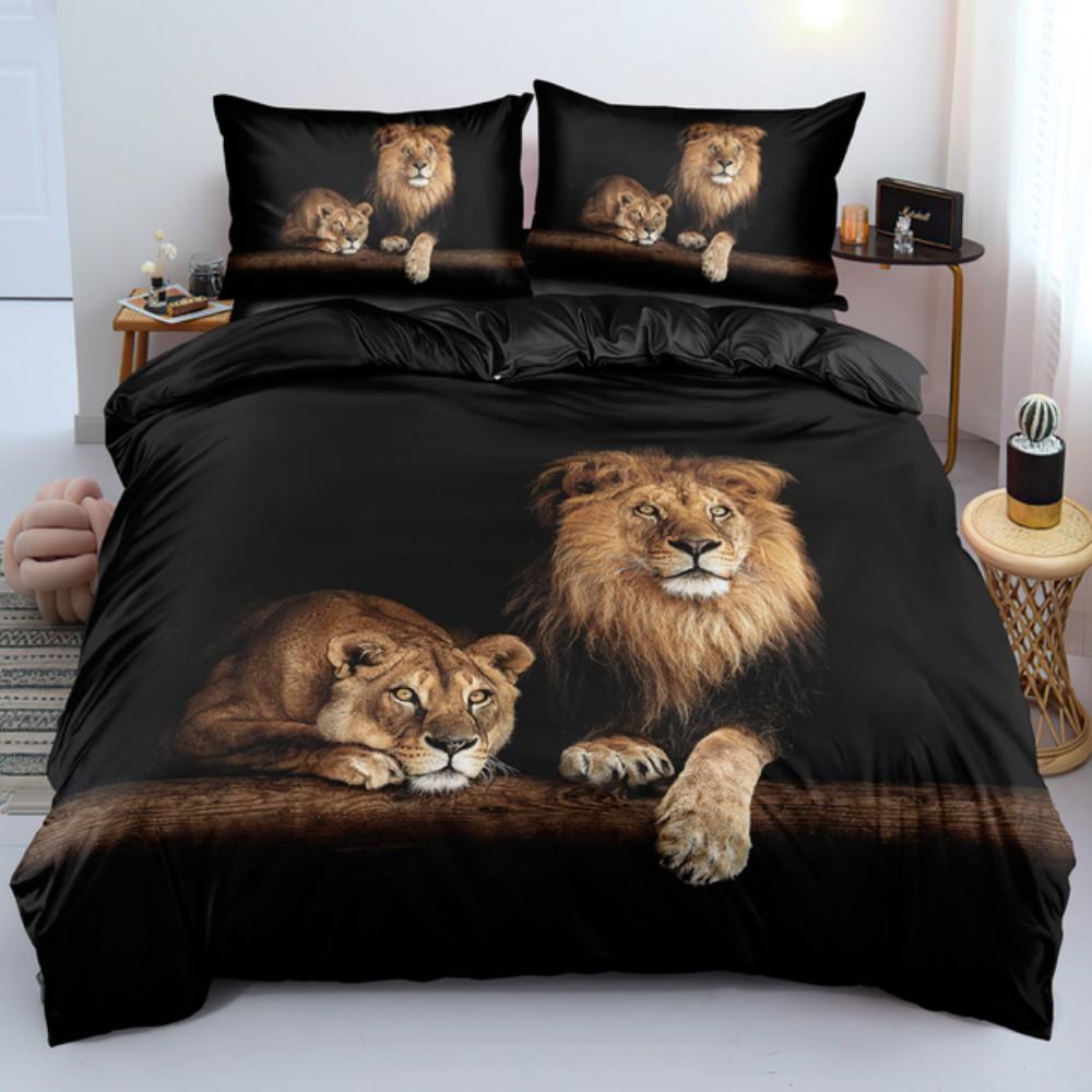 Комплекты постельного белья Strong Lions Tiger Flame Wolf, пододеяльник, односпальный, размер Queen King, полный размер, детский, женский, с розами, декор для комнаты, 2/3 шт. постельного белья