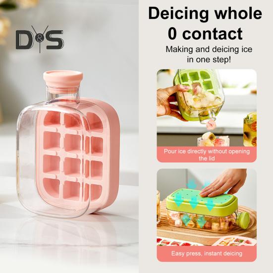 Лоток для льда с крышкой, эффективная форма для приготовления льда для морозильника, легкое извлечение, бесконтактная заливка кубиков льда для напитков, кофе, коктейлей