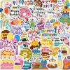 50Pcs Birthday Stickers Various Hat Balloon Blessings Birthday Cake Cute Decals Waterproof DIY Decoration Cartoon Stickers Luggage Case Guitar