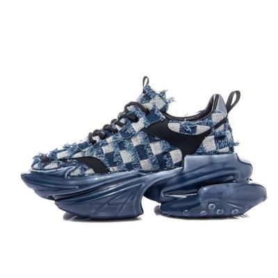 2025 Новые сетчатые кроссовки Космический корабль Женские Толстая подошва Плоские Папины кроссовки Увеличивающие рост Шнуровка Платформа Женская спортивная обувь